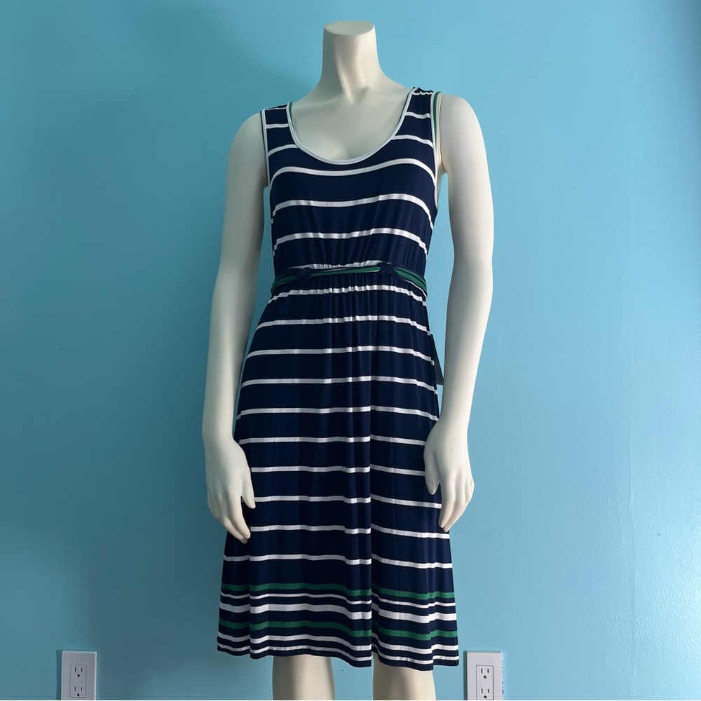 NEW Max Studio Navy White Stripe Jersey Dress, Women’s Size M